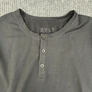 BYLT Shirt Men's XL Black Drop‎ Cut Lux Long Sleeve Henley Performance